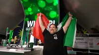Bartender asal Italia Riccardo Giovannelli memenangkan kompetisi bartender pada pertandingan final di  di Gedung Heineken Experience, Amsterdam, Belanda. (Liputan6.com/Gabriel Abdi Susanto)
