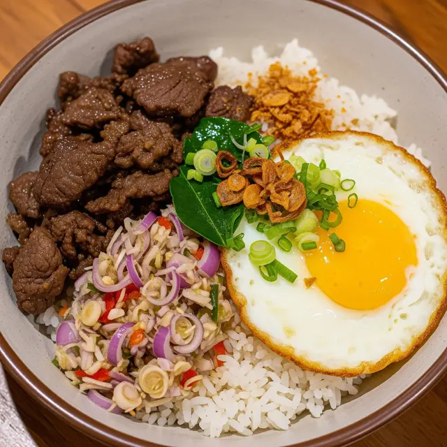 Resep Rice Bowl Daging Kurban Sambal Matah (Image by Gemini AI)