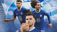 Chelsea - Mason Mount, Christian Pulisic, Marc Cucurella (Bola.com/Decika Fatmawaty)