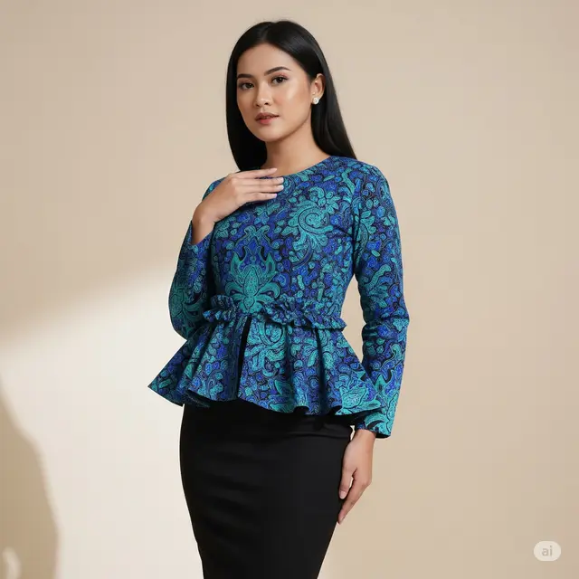 Model Baju Batik Wanita Lengan Panjang. Foto: Gemini
