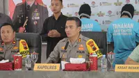 Pers rilis pembunuhan berencana yang melibatkan anak kandung korban di Pemalang. (Foto: Liputan6.com/Humas Polres Pemalang)