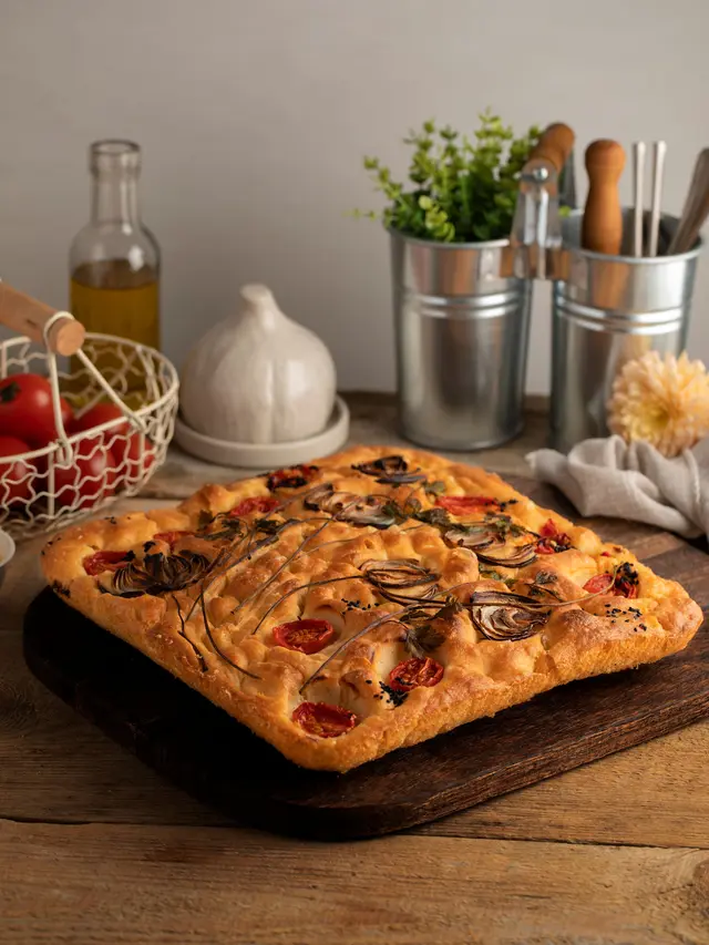 Focaccia Mudah untuk Dihidangkan Kembali dengan Dihangatkan Menggunakan Oven