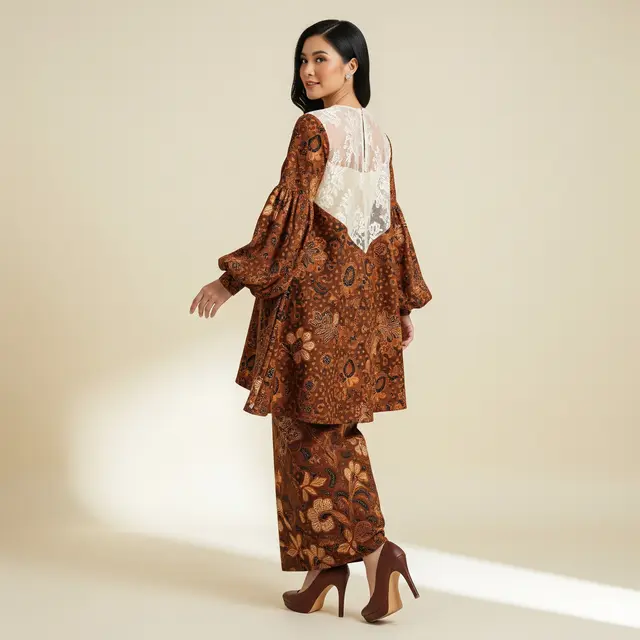 Model Batik Brokat Lengan Balon yang Memukau dan Elegan