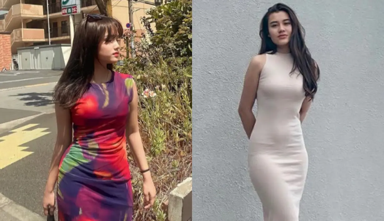 Sama-sama memiliki tubuh body goals, kedua tampak percaya diri mengadakan dress bodycon. Fuji dengan dress bodycon warna warni, sementara Aaliyah mengenakan dress putih [@fuji_an/@aaliyah.massaid]