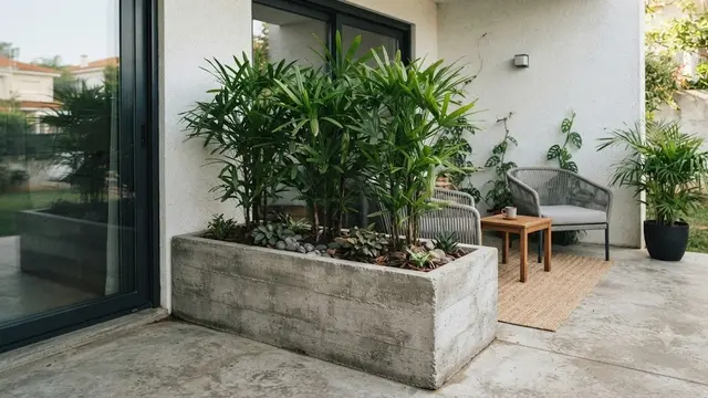 Planter Box Permanen dengan Finishing Ekspos Beton  (AI Generated)