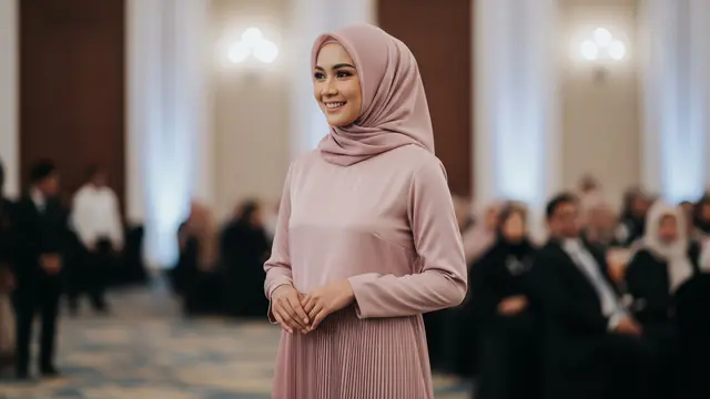 Gamis Satin Polos Kombinasi Chiffon Elegan