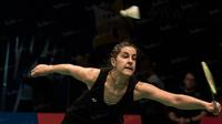 Pertandingan babak 16 besar BCA Indonesia Open 2016 antara Carolina Marin dengan Akane Yamaguchi berlangsung selama 47 menit. (Bola.com/Vitalis Yogi Trisna)