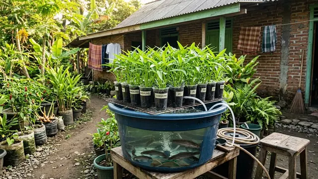 Inspirasi Kolam Mini dari Baskom Bekas di Belakang Rumah