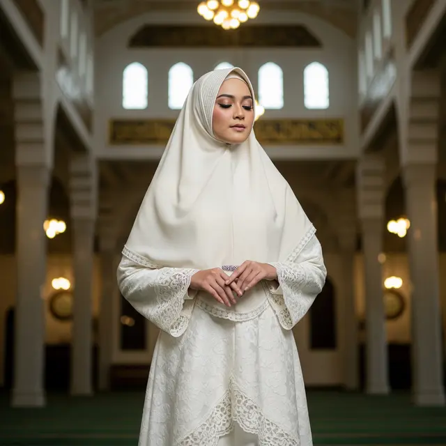 Inspirasi Gamis Brokat Warna Muted untuk Kantor & Acara Resmi (Image by Gemini AI)