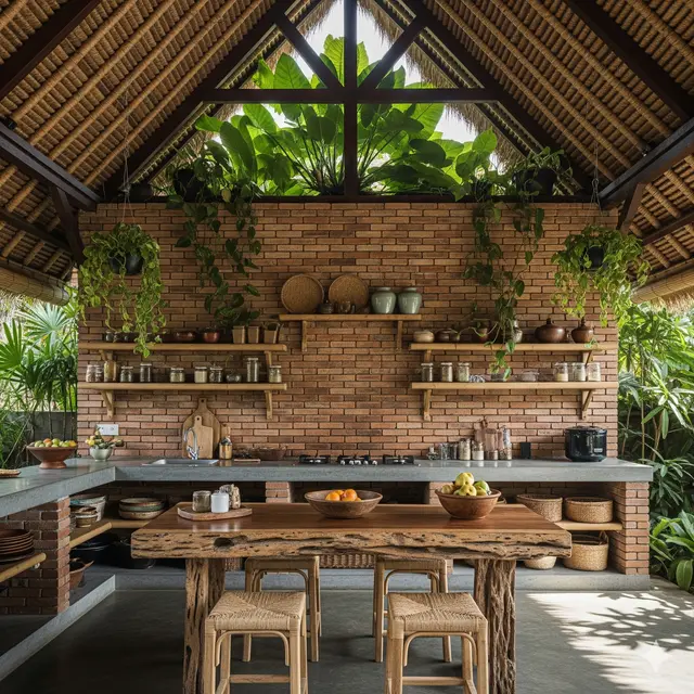 Inspirasi Rumah dengan Dapur Terbuka Gaya Tropis Terbaru 2025. Gemini