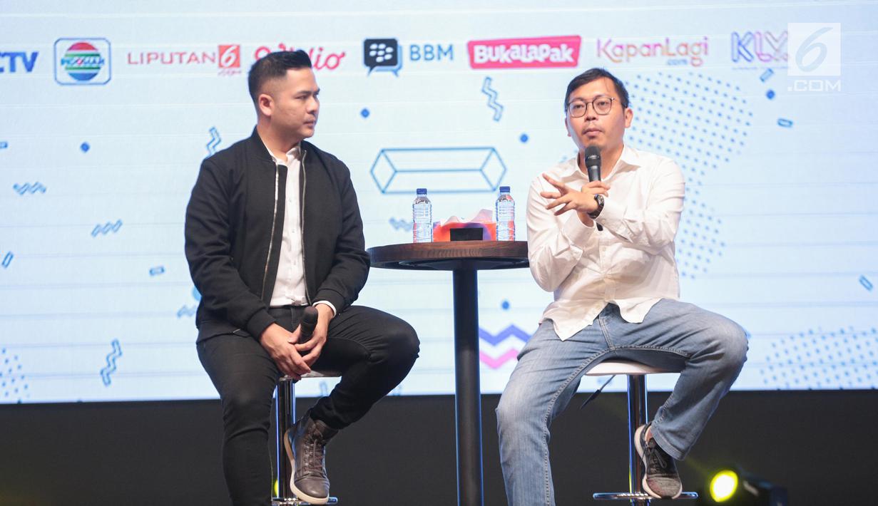 Ceo dan Founder Bukalapak Achmad Zaki memberikan sharing inspirasi saat menjadi pembicara dalam EGTC 2018 di Universitas Kristen Petra Surabaya, Jawa Timur, Rabu (14/11). EGTC 2018 ini diadakan 13-15 Oktober 2018. (Liputan6.com/Faizal Fanani)