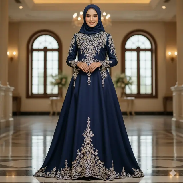Gamis Flare dengan Bordir Mewah (Swarovski)