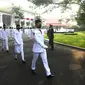 Tim Paskibraka yang bertugas untuk mengibarkan Bendera Merah Putih pada Upacara Peringatan Detik-Detik Proklamasi Kemerdekaan Republik Indonesia di Istana Merdeka, Selasa (17/8/2021). (Biro Pers Sekretariat Presiden)