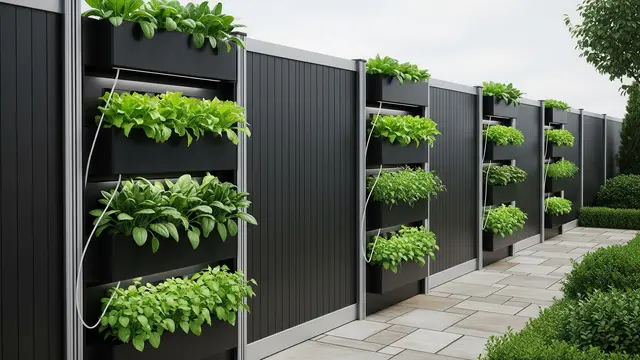Pagar Modular Modern dengan Sistem Hidroponik Vertikal