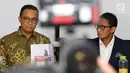 Gubernur dan Wakil Gubernur terpilih DKI Jakarta, Anies Baswedan dan Sandiaga Uno menghadiri penyerahan laporan hasil kerja tim sinkronisasi di Jakarta, Jumat (13/10). (Liputan6.com/Immanuel Antonius)