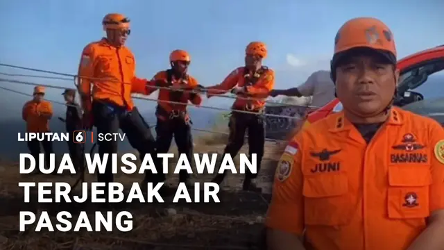 Dua Wisatawan Terjebak Air Pasang