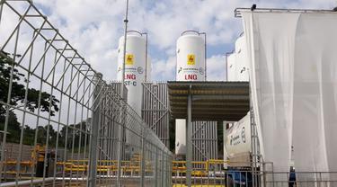 Pembangkit Listrik Tenaga Gas (PLTG) Sambera berkapasitas 2x20 Mega Watt (MW). (Agustina Melani/Liputan6.com)