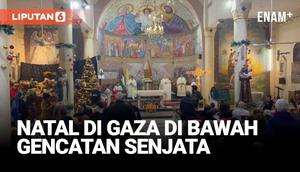 Umat Kristen Palestina di Jalur Gaza merayakan Natal di Gereja Holy Family, Gaza City, untuk pertama kalinya dalam dua tahun di bawah gencatan senjata.