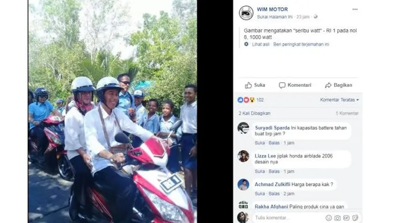 Jokowi naik motor listrik