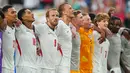 Para pemain Inggris merayakan kemenangan atas Norwegia dalam pertandingan perempat final Piala Dunia sepak bola di Miami Gardens, Florida, Sabtu, 11 Juli 2026. (AP Photo/Julio Cortez)