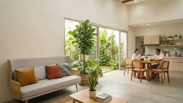 Desain Rumah Type 60 dengan Ruang Terbuka
