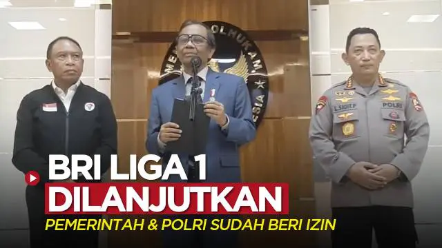 Berita video pemerintah, melalui Menko Polhukam dan Menpora, serta Polri menyampaikan memberi izin terkait kelanjutan BRI Liga musim 2022/2023, Senin (5/12/2022) sore hari WIB.