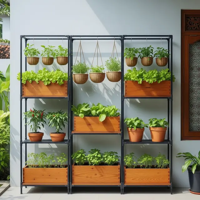 9 Desain Kebun Sayur Minimalis Vertikal Pakai Rak dan Pot Gantung, Solusi Lahan Terbatas