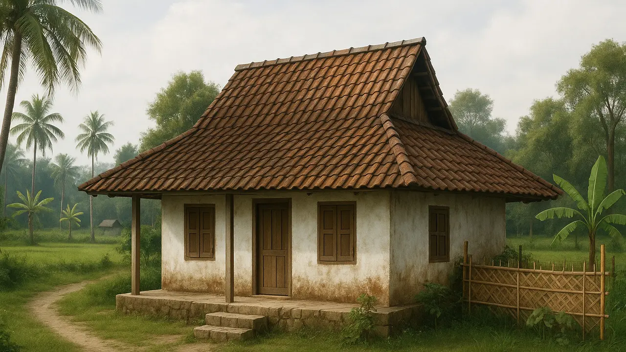 Gambar Rumah Sederhana di Desa Nuansa Jadul/Ilustrasi gambar oleh AI