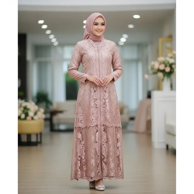 Model Gamis Brokat Busui