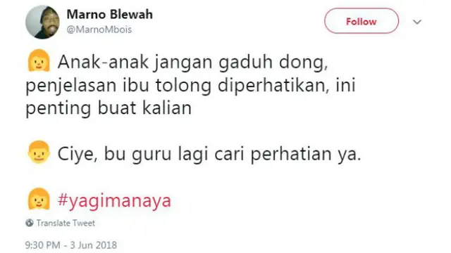 Salah satu obrolan lucu di Twitter adalah obrolan-obrolan kocak 'ya gimana ya' ini.