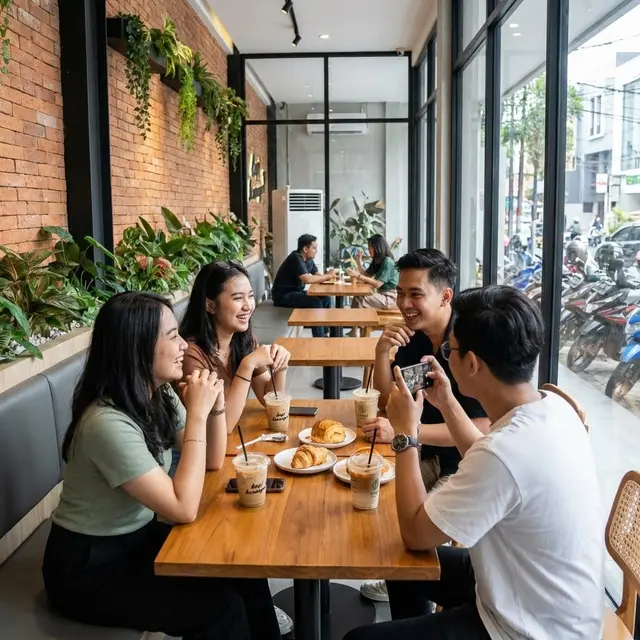 Nongkrong di kafe (Gemini AI)