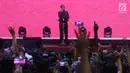 Presiden Joko Widodo atau Jokowi memberi sambutan saat menghadiri Perayaan Imlek Nasional 2019 di JI Expo Kemayoran, Jakarta, Kamis (7/2). Jokowi mengucapkan selamat tahun baru Imlek menggunakan bahasa China. (Liputan6.com/HO/Ran)