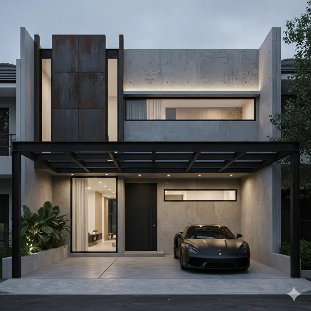 Gambar Rumah Minimalis Ada Garasi Mobil (Foto: Gemini AI)