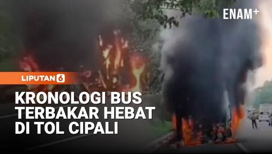 Bikin Panik, Bus Terbakar Hebat Di Tol Cipali