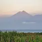 Pesona Gunung Rinjani saat pagi hari dari Desa Tano, Taliwang, NTB. Menurut pos pengamatan vulkanologi Sembalun, terjadi letusan Gunung Baru Jari (anak Gunung Rinjani) pada Senin (29/3/10).(Antara)