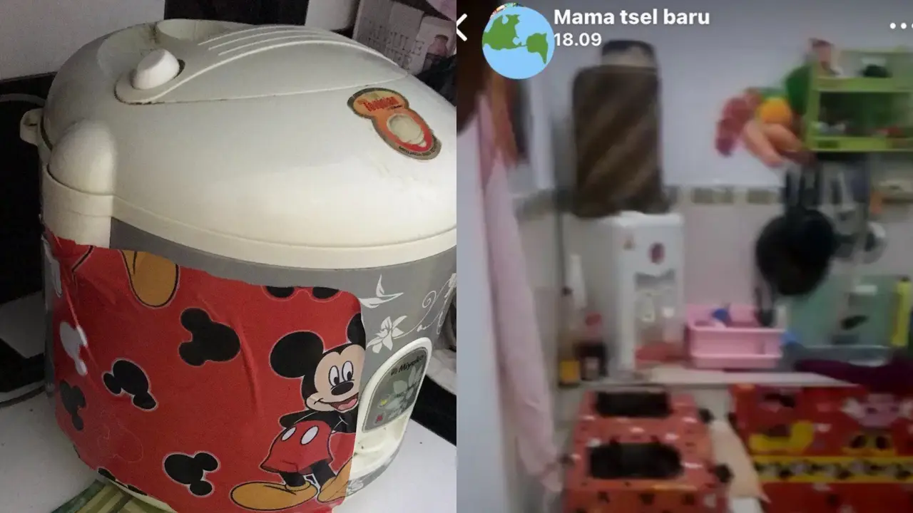 Tampilan rumah dihiasi tokoh kartun Mickey Mouse.