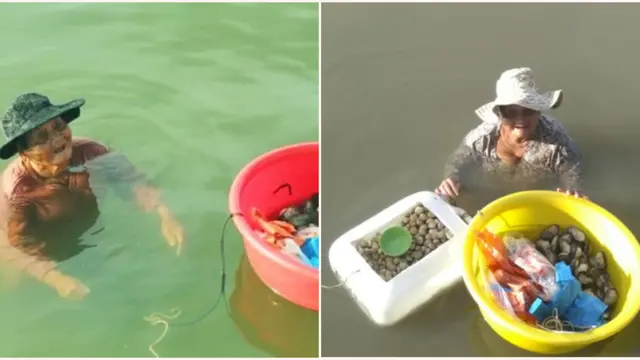 Wanita Tua Asal Vietnam MenangkapSeafood