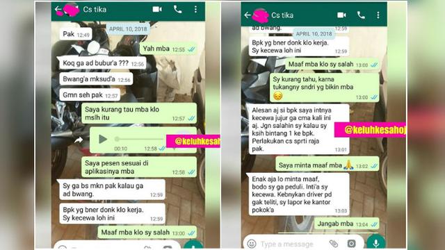 Memberikan keluhan kepada driver dengan alasan yang tak masuk akal atau pun ngotot juga tidak manusiawi.