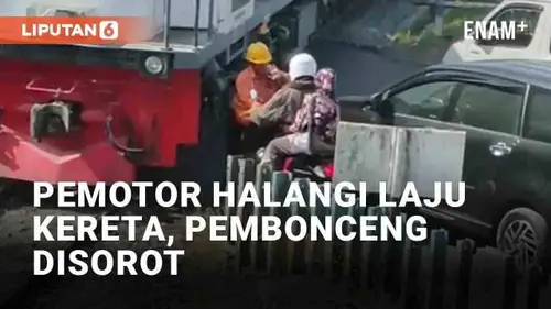 VIDEO: Kereta Berhenti Gara-Gara Pemotor Halangi Perlintasan, Tingkah Pembonceng Disorot