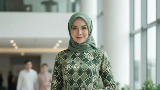 Atasan Batik Peplum dengan Rok Pensil