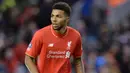 Jerome Sinclair merupakan pemain debutan termuda dalam sejarah Liverpool, yaitu 16 tahun 6 bulan. The Reds merekrutnya saat masih bermain di akademi West Bromwich Albion. Ia kemudian mampu tampil gemilang di U16 dan U18 Liverpool, sehingga membuatnya dipercaya tampil di skuat utama. (AFP/Paul Ellis)