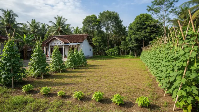 Ide Kebun Koro Pedang untuk Lahan Menganggur sebagai Solusi Hemat Ruang dan Panen Maksimal Model Mengikuti Batas Lahan