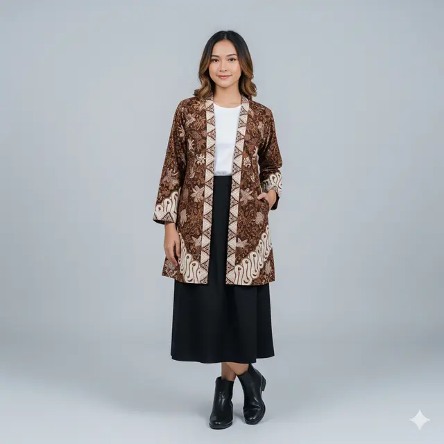 Model Cardigan Batik Wanita Modern untuk Kerja Kantor 2025. Gemini