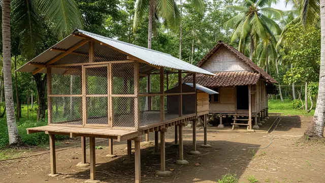 Kandang Ayam Panggung dengan Kaki Tinggi
