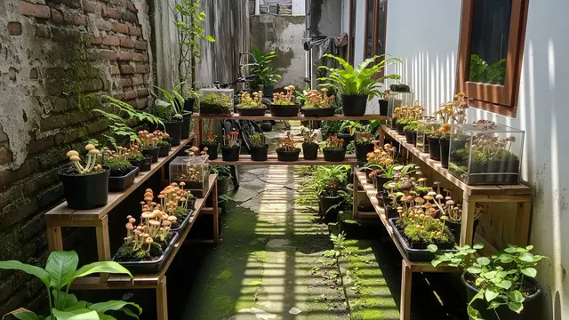 Ide Kebun Jamur Mini di Lorong Samping Rumah/Gemini AI
