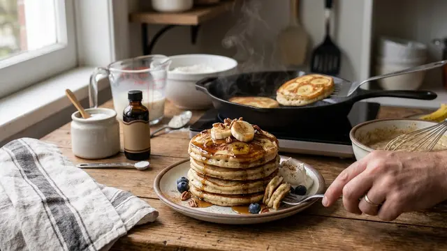 Ilustrasi resep pancake pisang