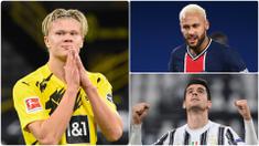 Persaingan ketat sebagai top skor mulai terlihat di kompetisi Liga Champions. Erling Haaland, Neymar dan Alvaro Morata tercatat telah memiliki jumlah gol yang sama di laga terakhir fase grup Liga Champions. Berikut top skor sementara Liga Champions 2020/2021. (kolase foto AFP)