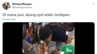 Viral Aksi Driver Ojol Bantu Bocah yang Terjebak di Selokan, Banjir Pujian Warganet