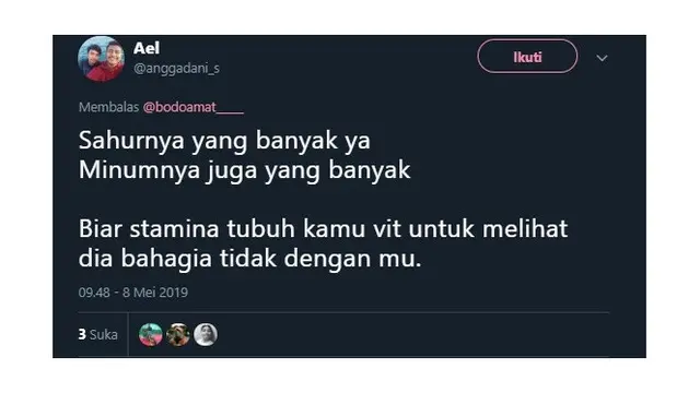 Pesan Netizen Agar Makan Banyak Saat Sahur Ini Bikin Senyum Kecut