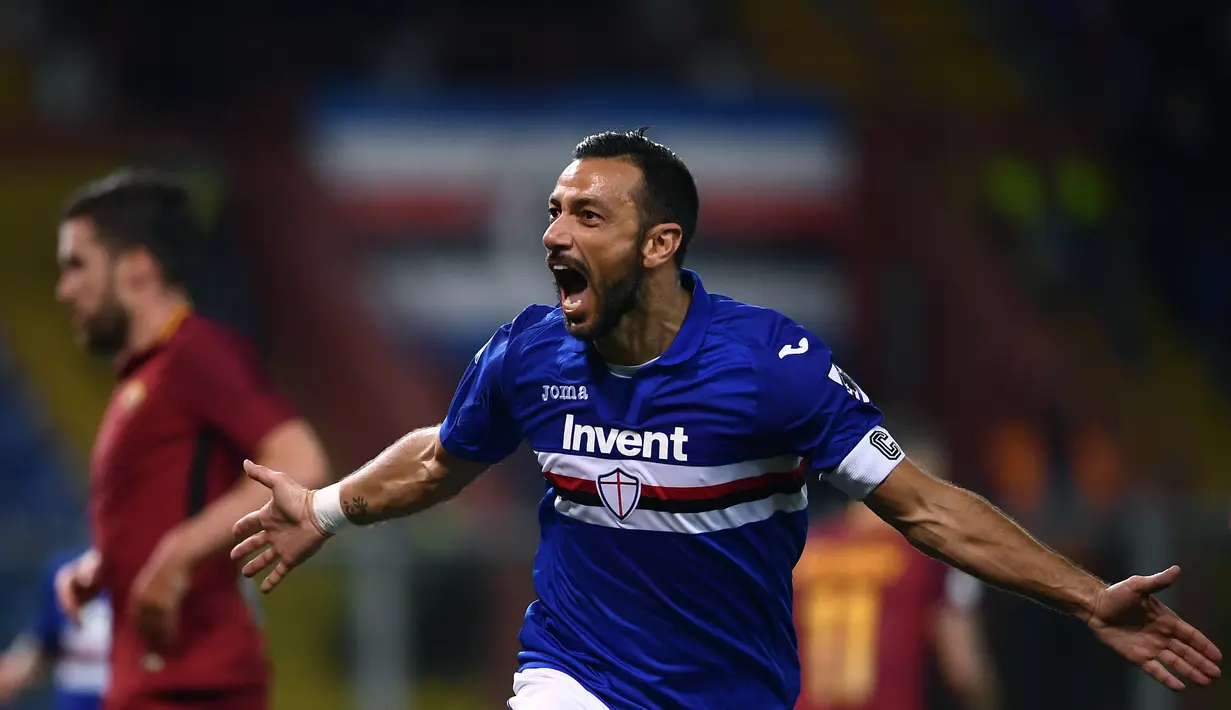 2. Fabio Qualiarella - Penyerang Italia terkenal makin bersinar di usia senja. Selepas ditinggal Di Natale, Serie A Italia punya Quagliarela yang makin bersinar bersama Sampdoria. (AFP/Marco Berterello)
